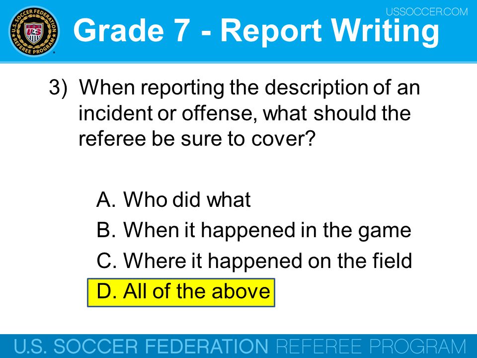 Report writing for grade 7